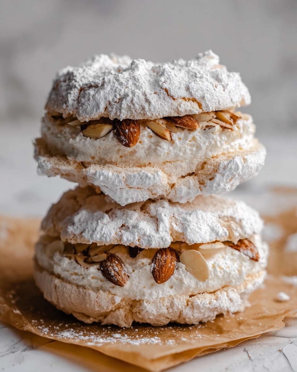 Almond Dacquoise Cream Clouds – Elegant French Cookies Recipe - Recipe Image