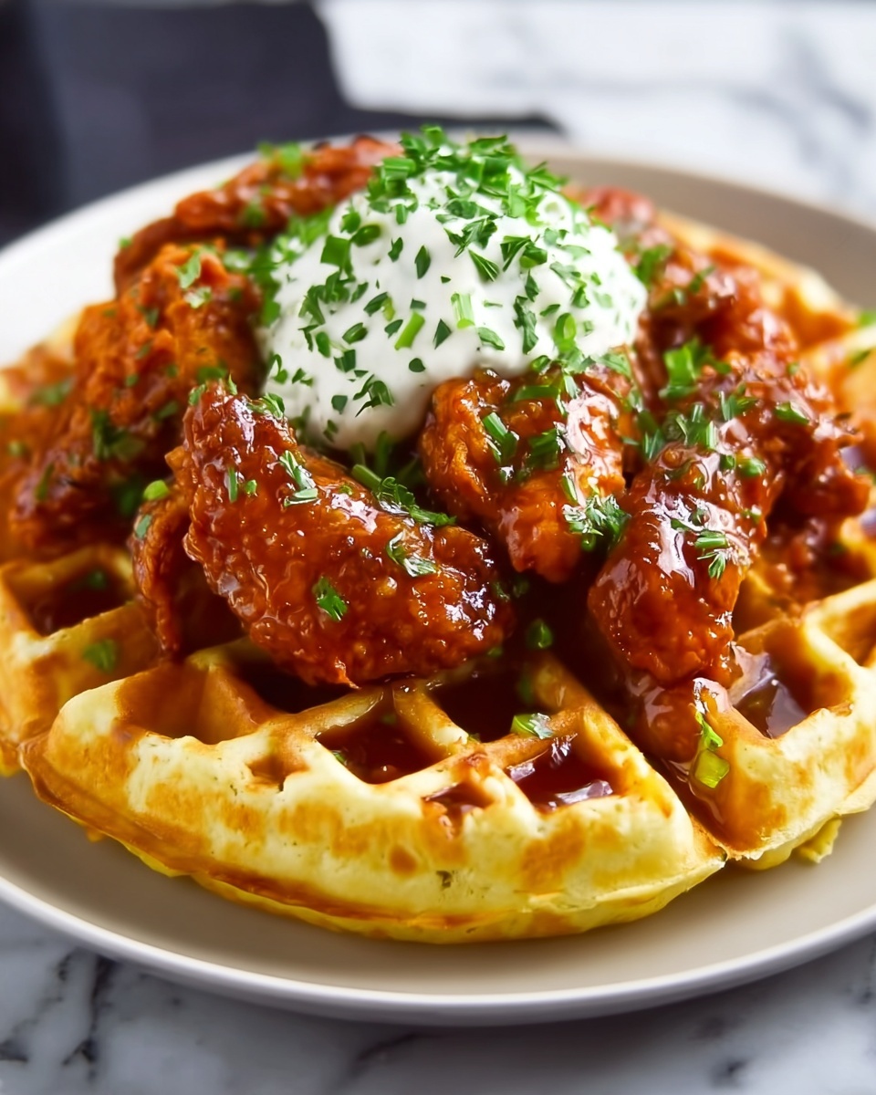 Chicken with Buttermilk Waffles Recipe - Recipe Image