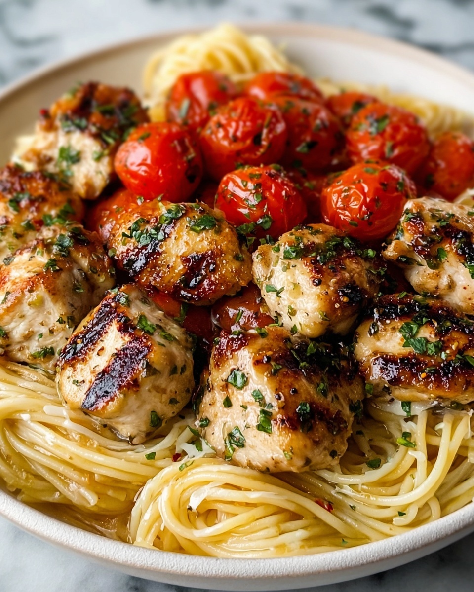 Garlic Butter Chicken Bites with Spaghetti Recipe - Recipe Image