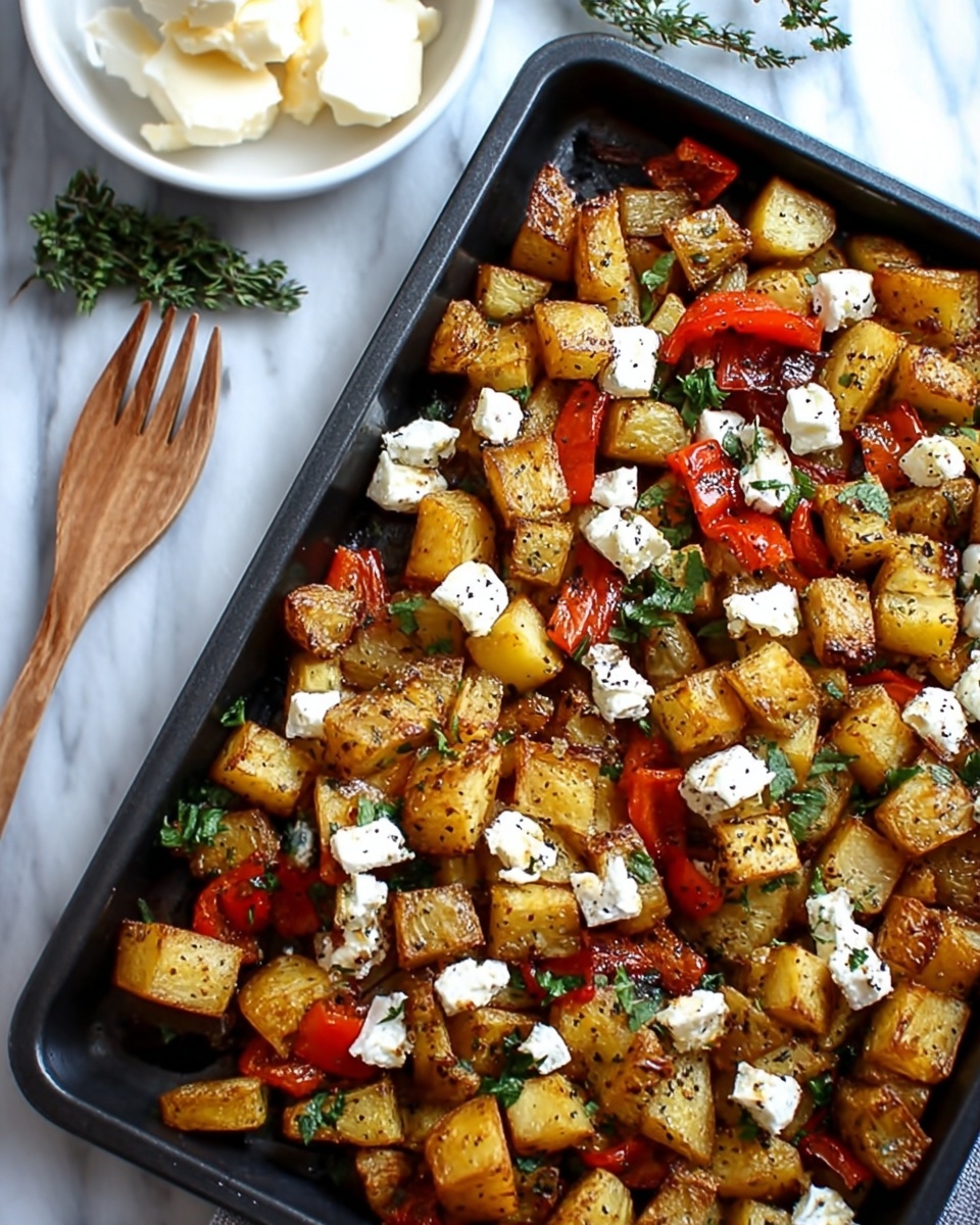 Greek Roasted Potatoes With Peppers & Feta Recipe - Recipe Image