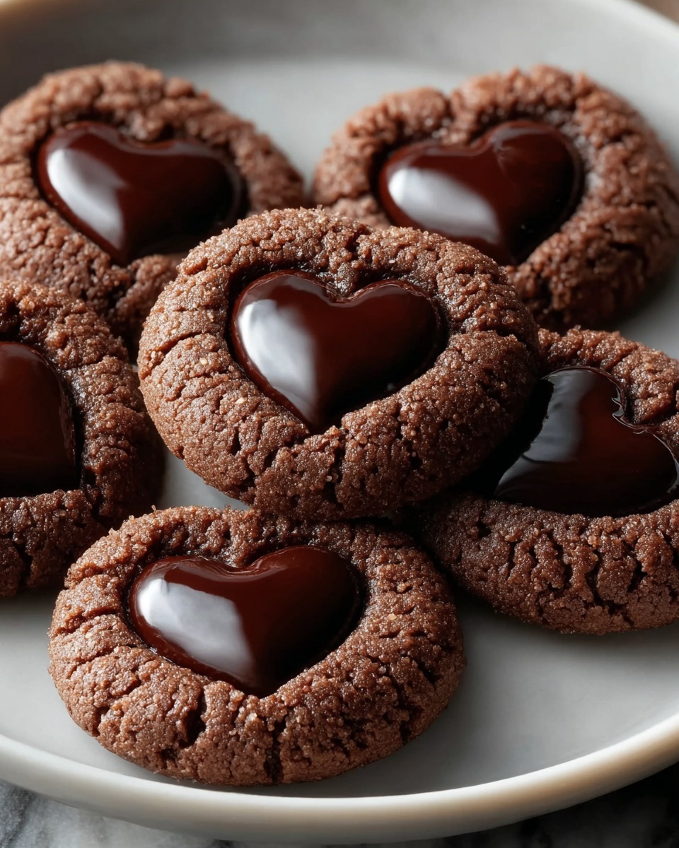Heart-Shaped Chocolate Thumbprint Cookies Recipe - Recipe Image