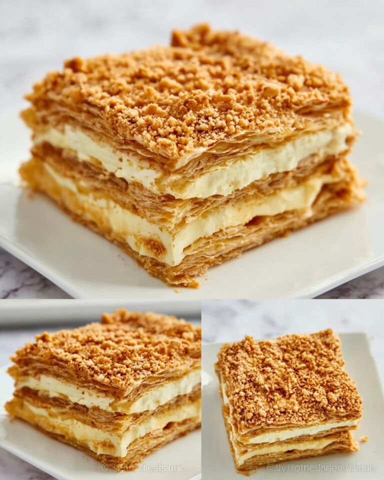 Napoleon Cake with Puff Pastry and Walnut Cream Recipe