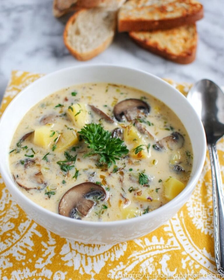 Creamy Mushroom Soup with Potatoes and Herbs Recipe