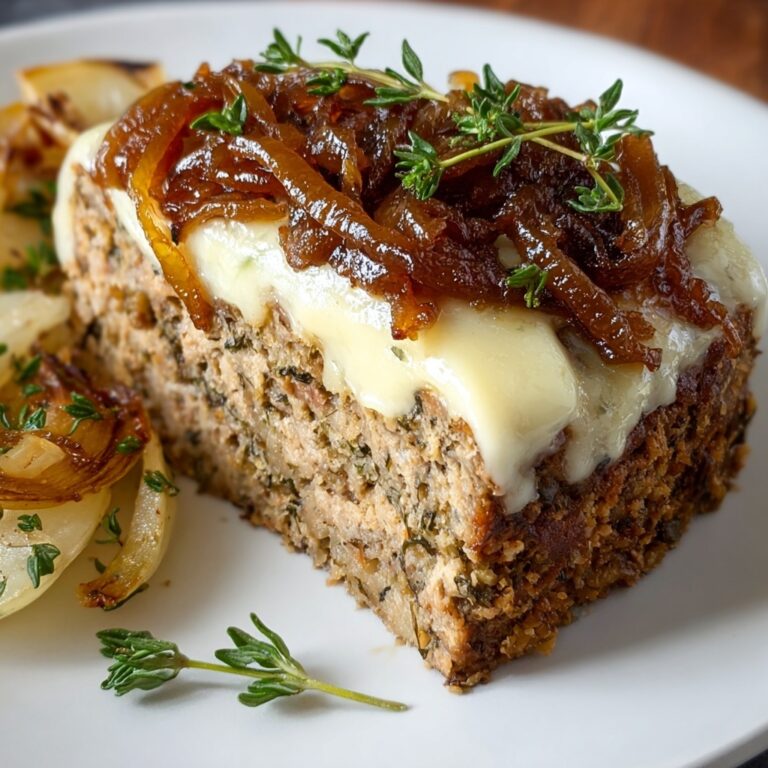 Crockpot French Onion Meatloaf with Melted Swiss Cheese Recipe