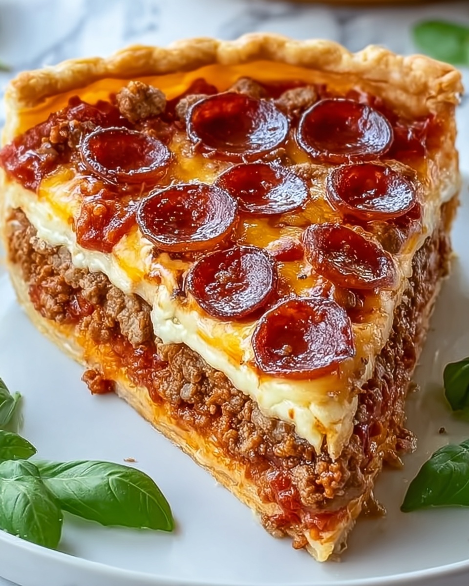 Deep Hamburger Sausage and Pepperoni Pie Without Pork Recipe - Recipe Image