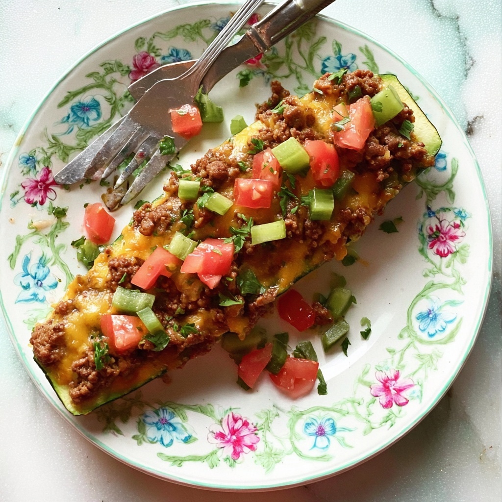 Bacon Cheeseburger Zucchini Boats Recipe - Recipe Image