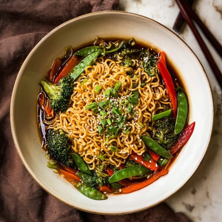 Saucy Vegan Ramen Noodles with Vegetables Recipe