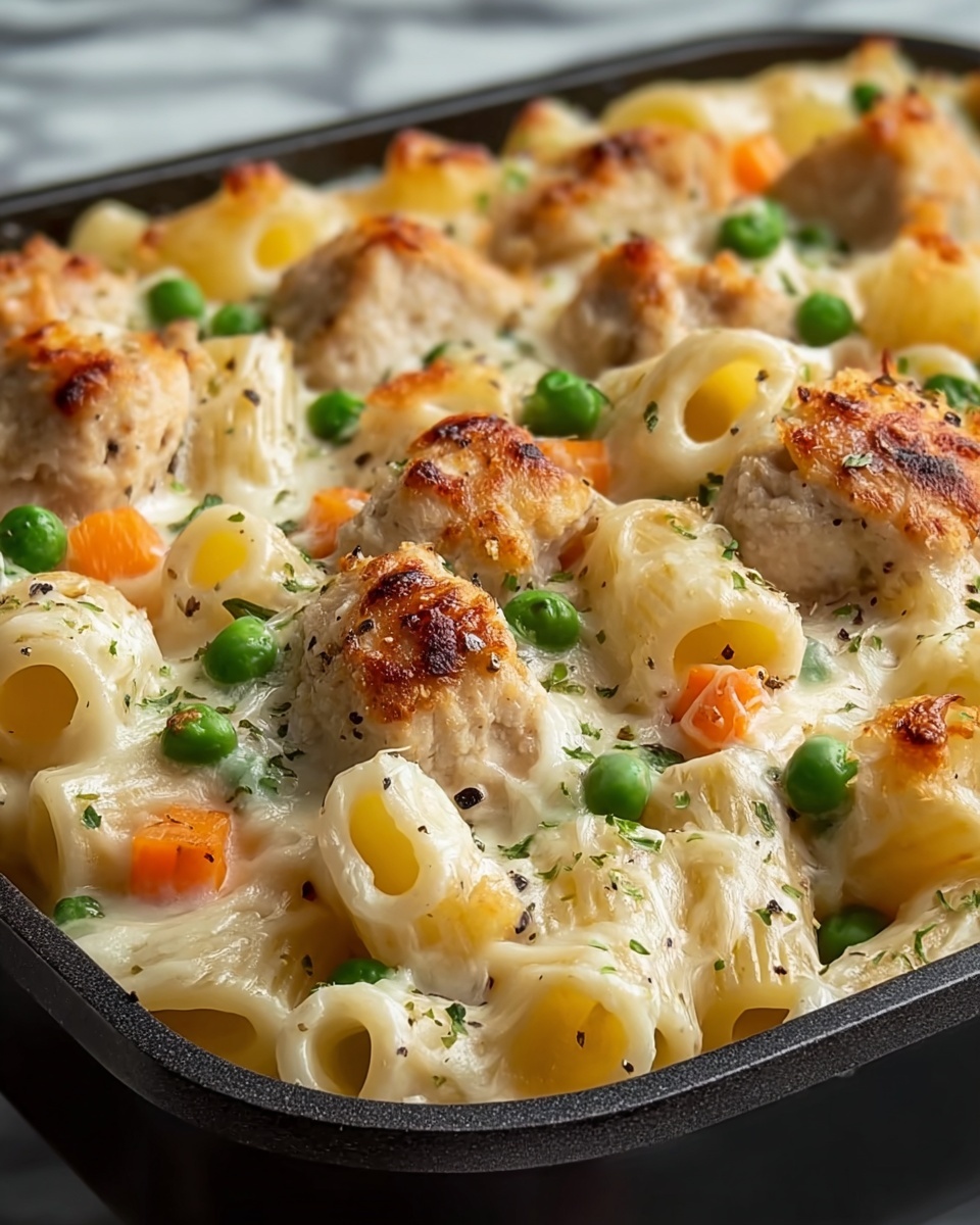 Creamy Chicken Pot Pie Pasta Bake Recipe - Recipe Image