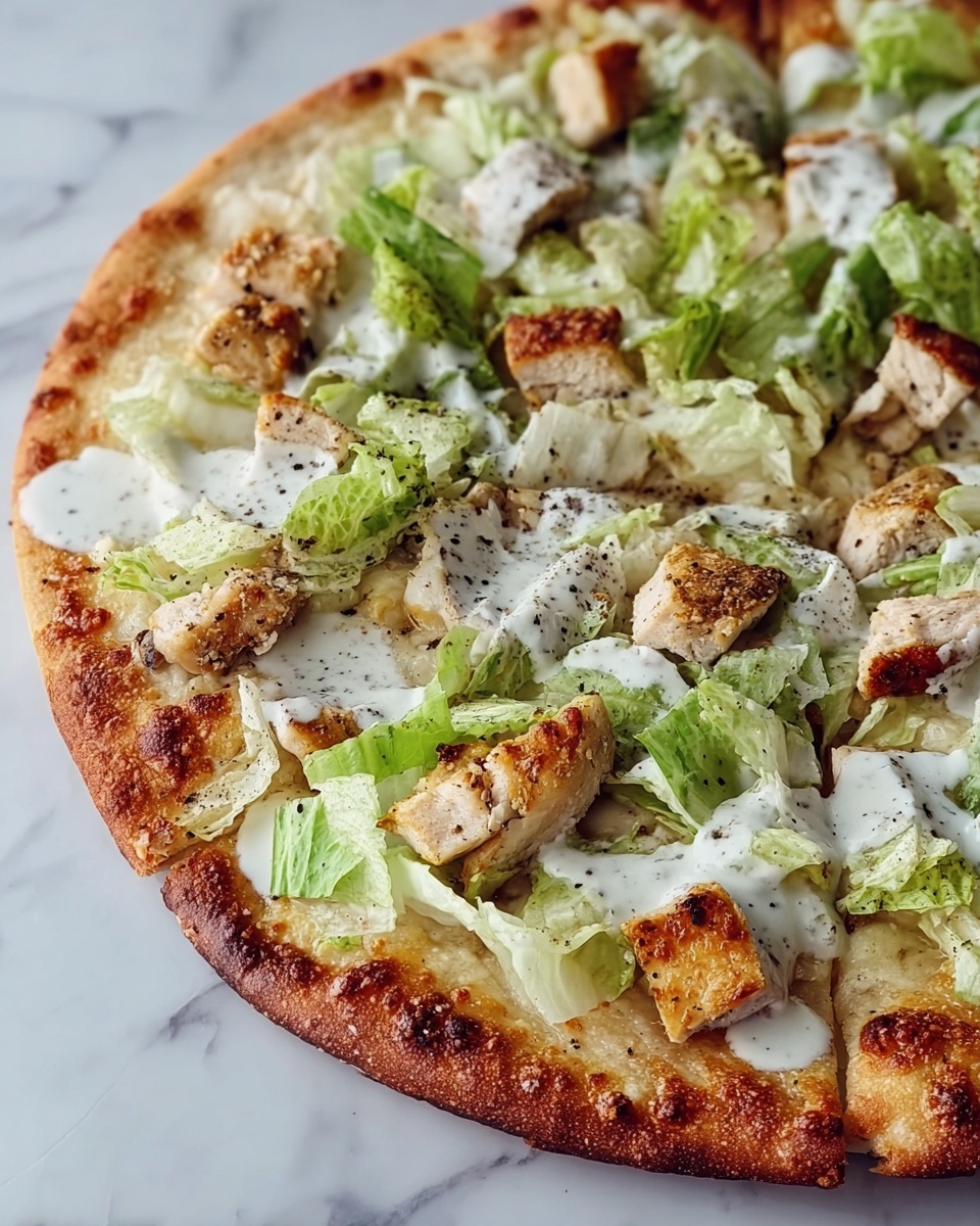 Savory Chicken Caesar Salad Pizza Recipe - Recipe Image
