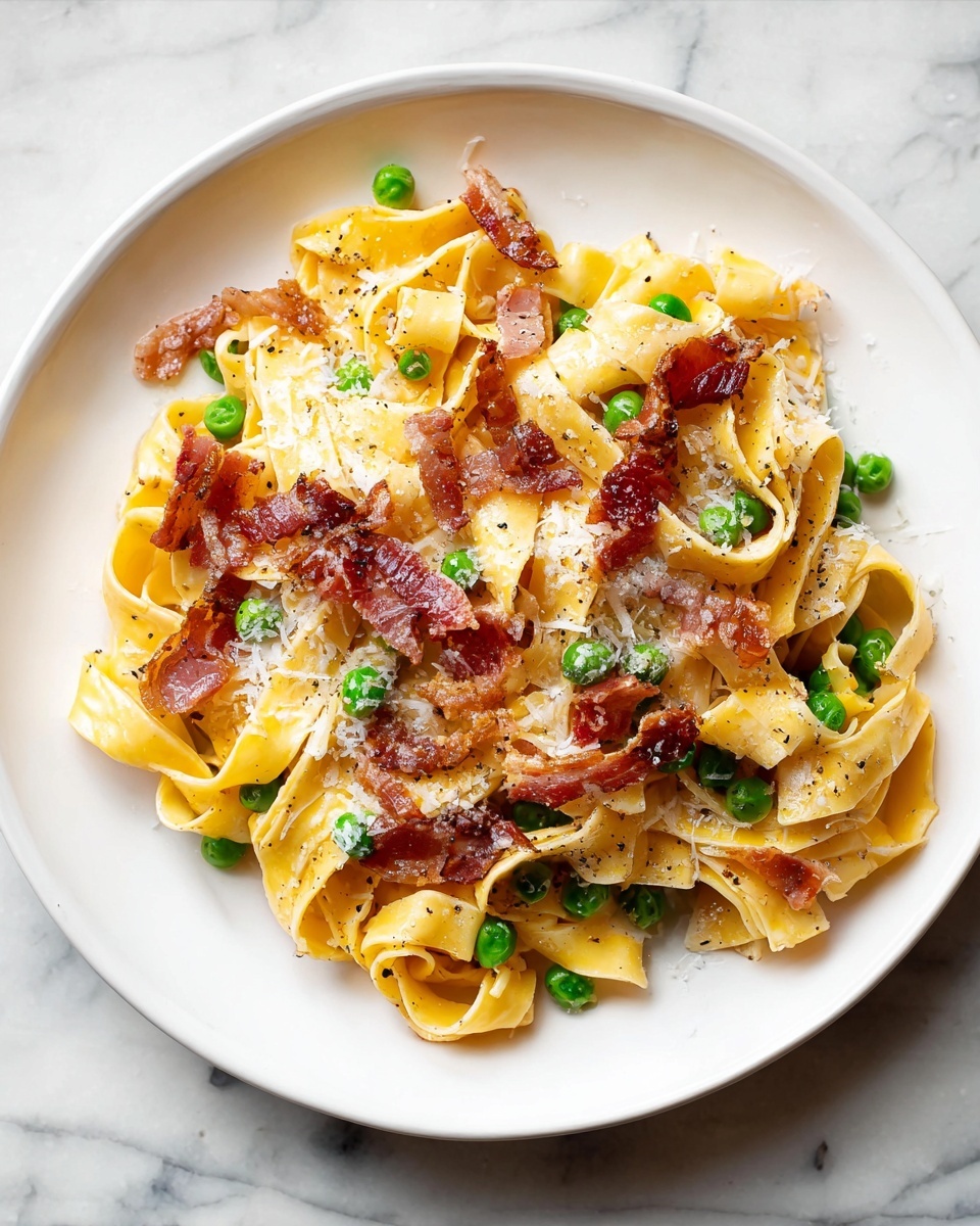 Prosciutto Pasta with Tomato, Peas, and Basil Recipe - Recipe Image