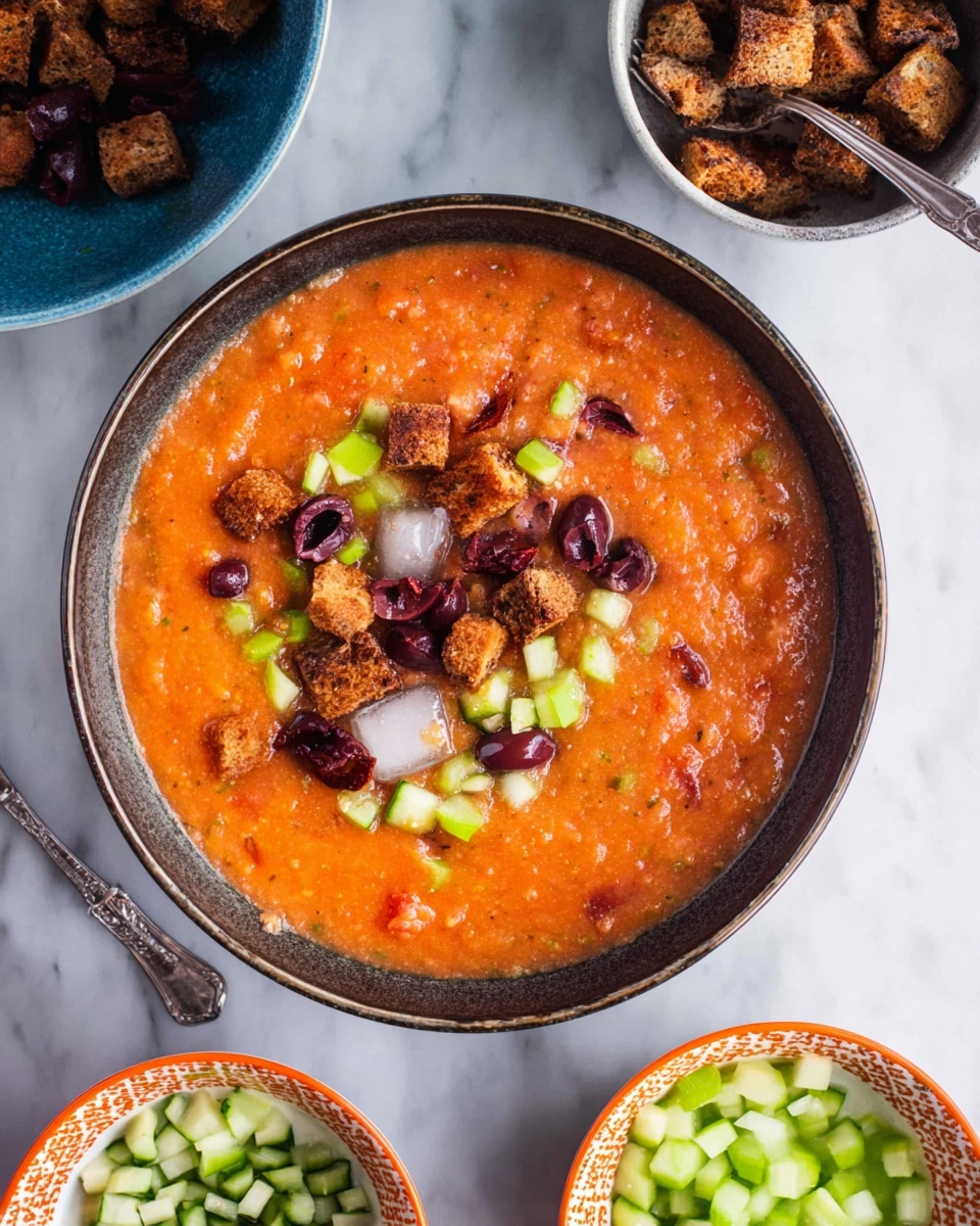 Refreshing Tomato Gazpacho with Crispy Garlic Croutons Recipe - Recipe Image