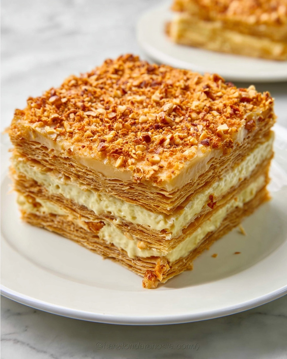 Napoleon Cake with Puff Pastry and Walnut Cream Recipe - Recipe Image