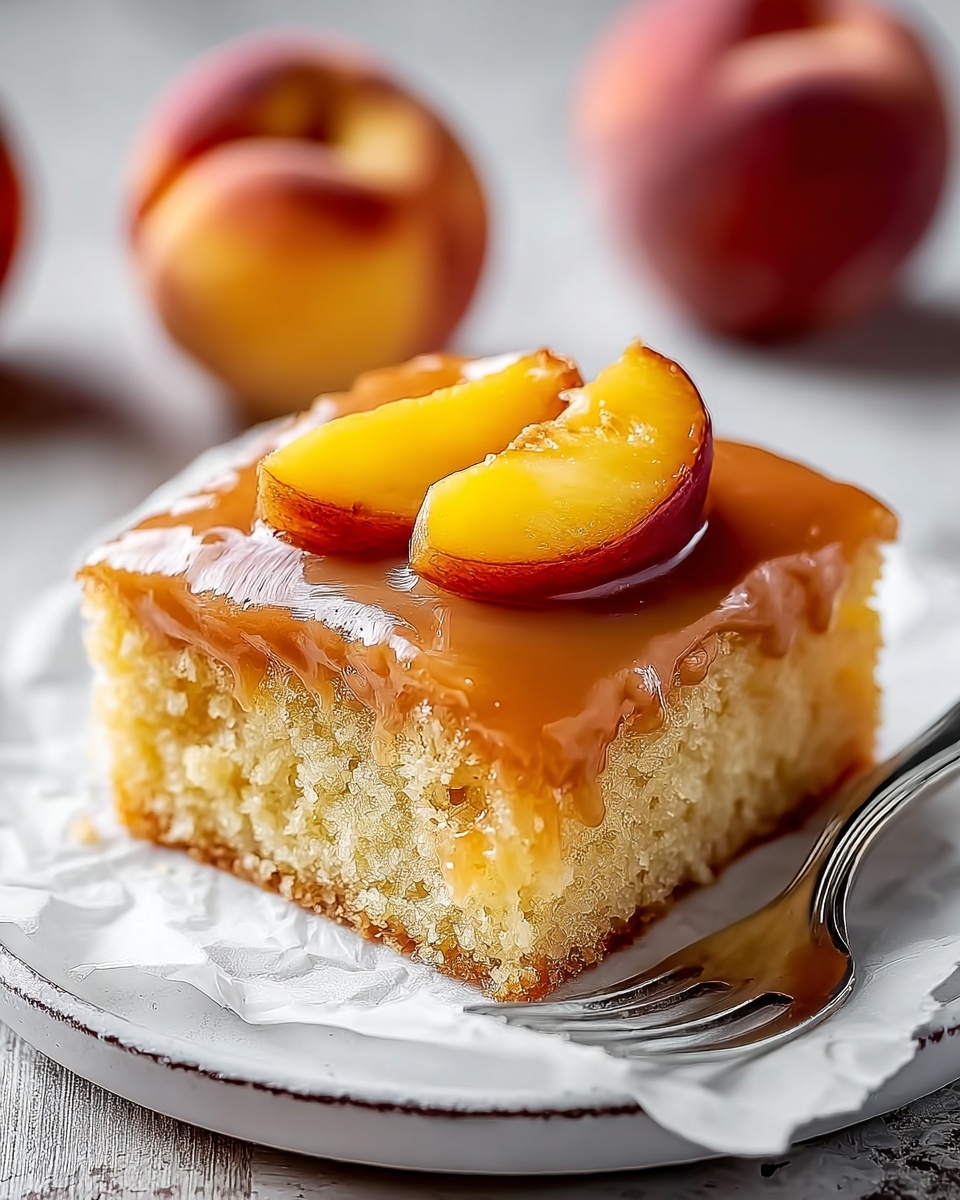 Incredibly Moist Brown Sugar Peach Cake Recipe - Recipe Image