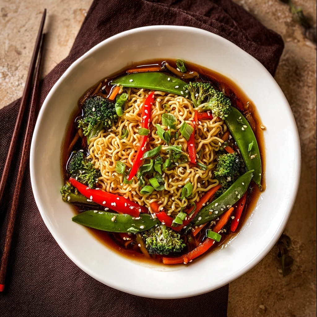 Saucy Vegan Ramen Noodles with Vegetables Recipe - Recipe Image