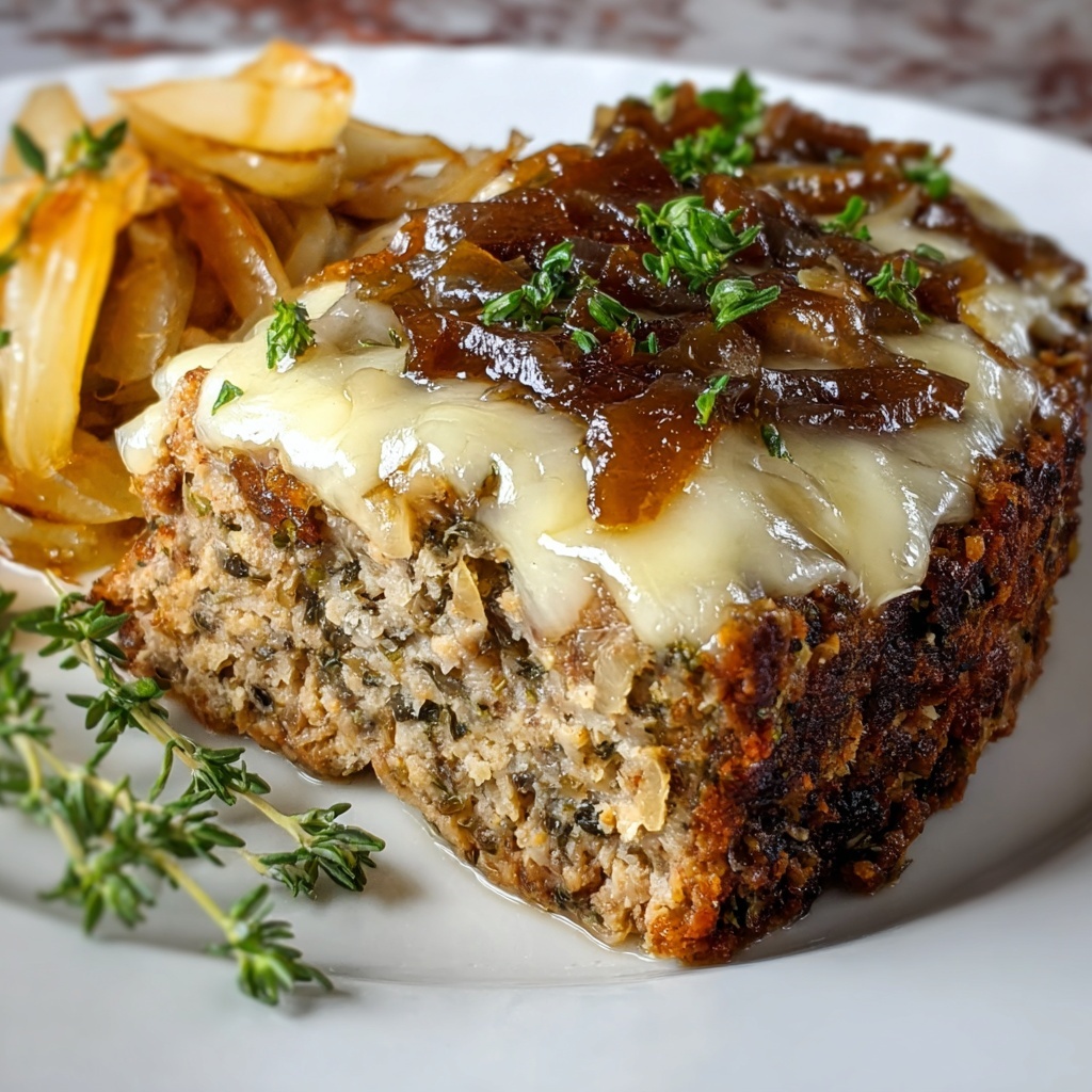 Crockpot French Onion Meatloaf with Melted Swiss Cheese Recipe - Recipe Image