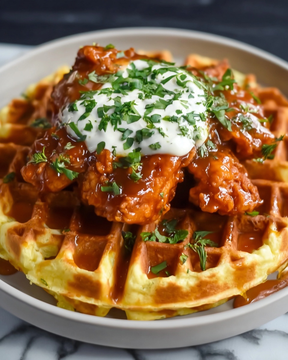Chicken with Buttermilk Waffles Recipe - Recipe Image