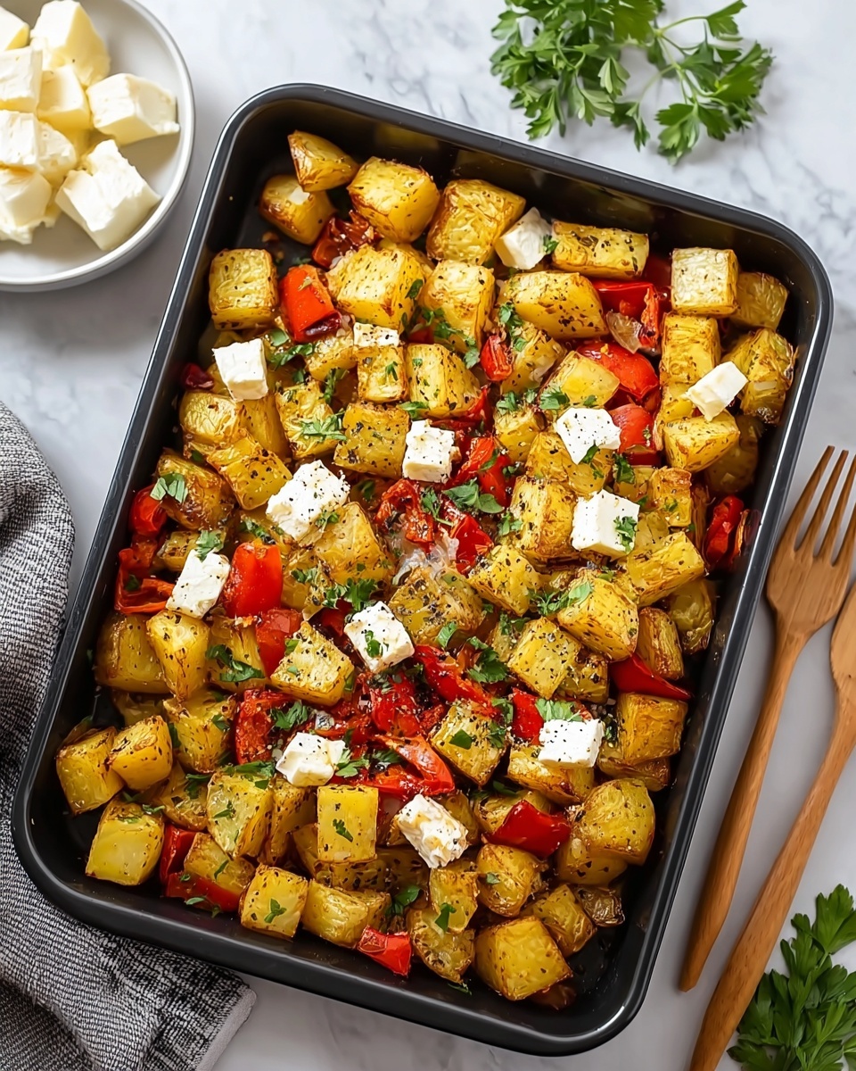 Greek Roasted Potatoes With Peppers & Feta Recipe - Recipe Image
