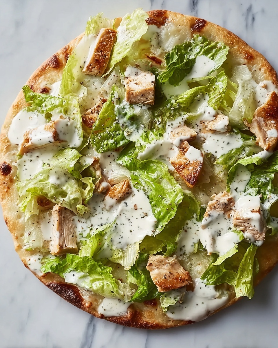 Savory Chicken Caesar Salad Pizza Recipe - Recipe Image