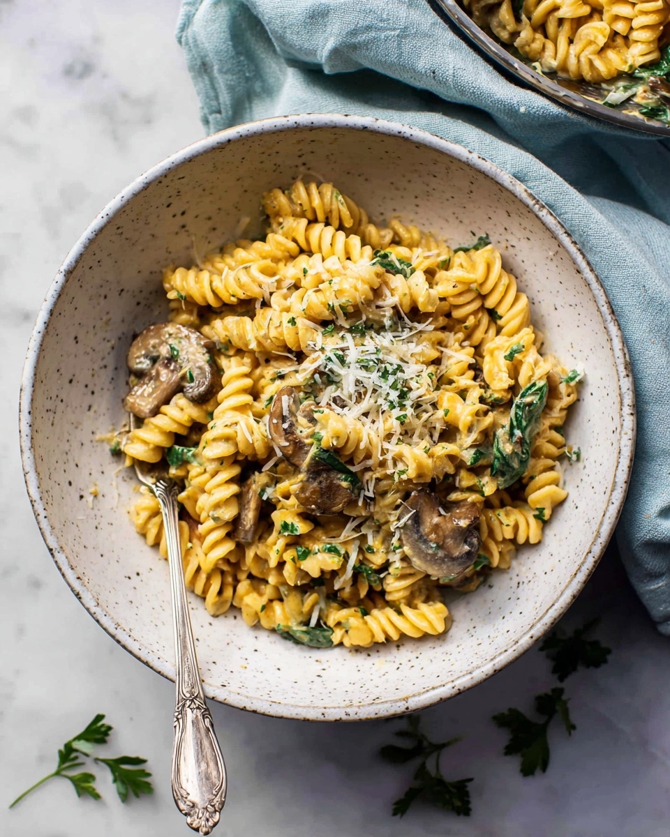 Pumpkin, Mushroom, and Spinach Pasta Recipe - Recipe Image