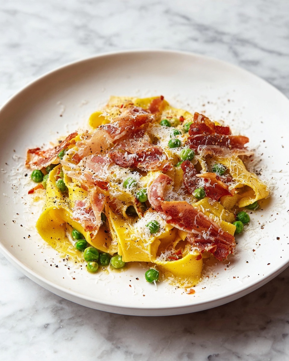 Prosciutto Pasta with Tomato, Peas, and Basil Recipe - Recipe Image