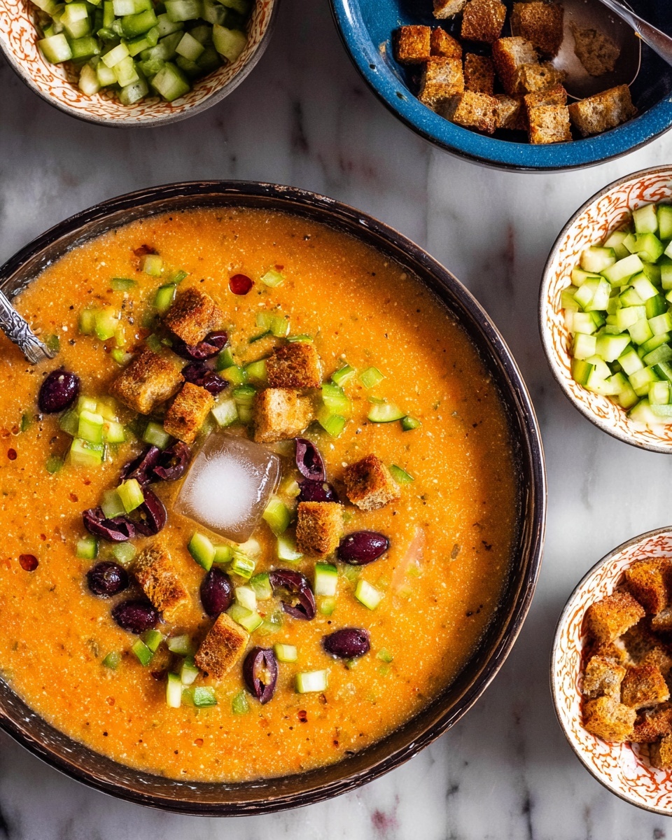 Refreshing Tomato Gazpacho with Crispy Garlic Croutons Recipe - Recipe Image