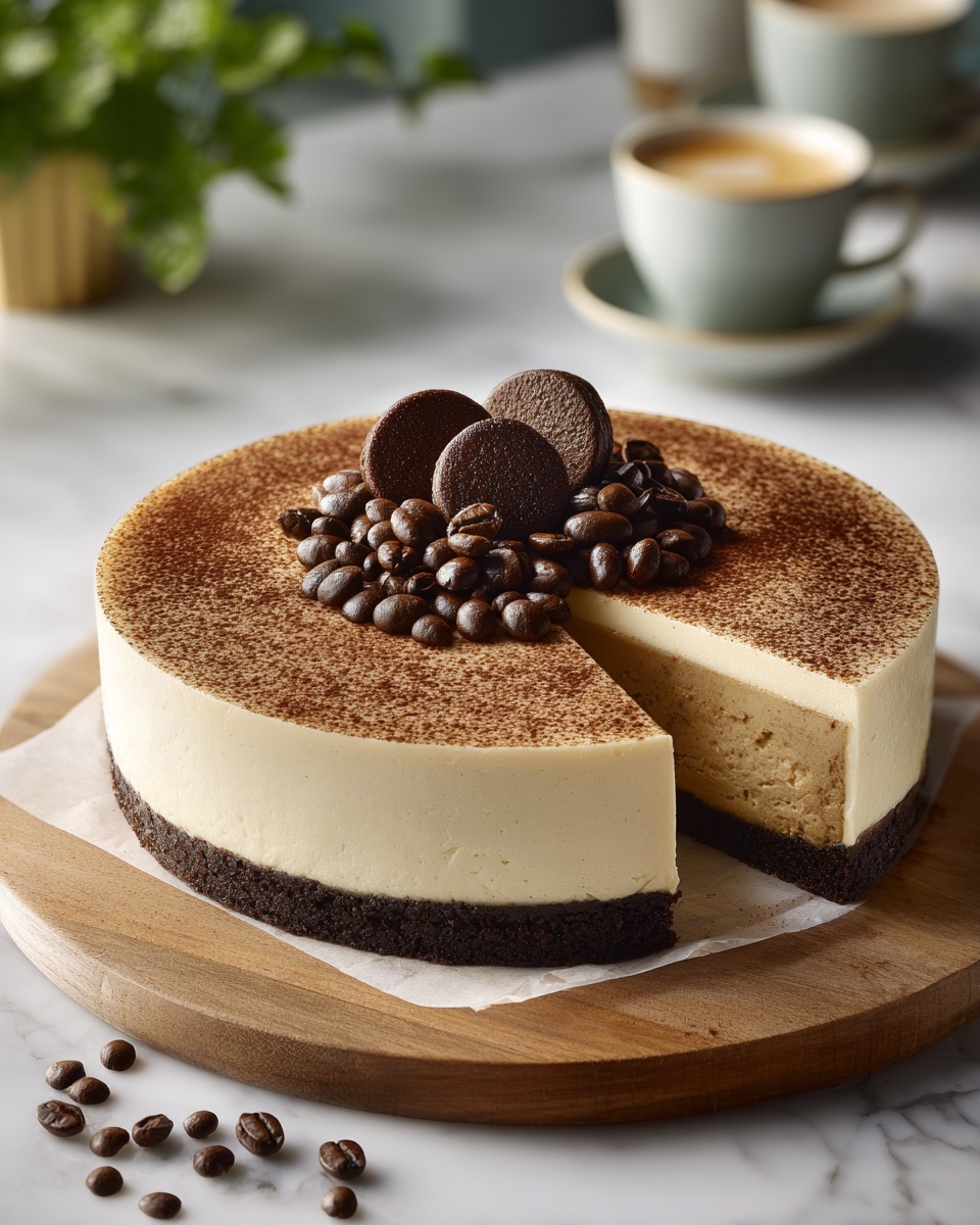 Creamy Coffee Cheesecake with Chocolate Ganache Recipe - Recipe Image