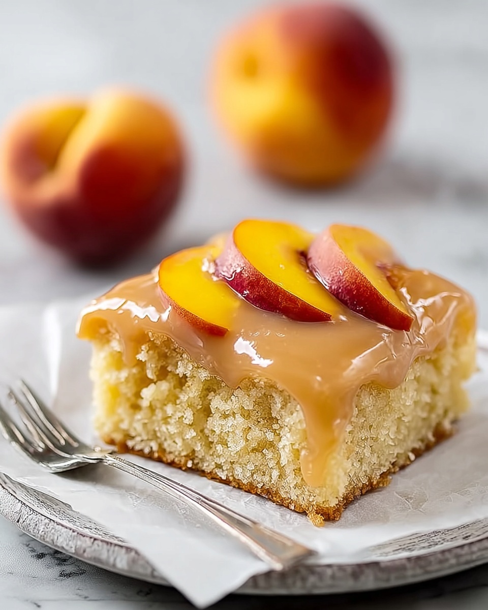 Incredibly Moist Brown Sugar Peach Cake Recipe - Recipe Image
