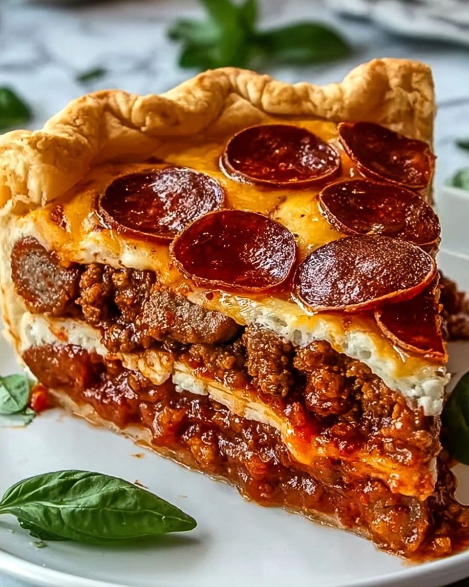 Deep Hamburger Sausage and Pepperoni Pie Without Pork Recipe - Recipe Image