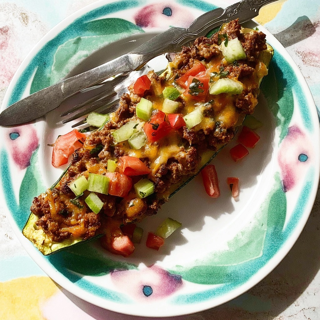 Bacon Cheeseburger Zucchini Boats Recipe - Recipe Image