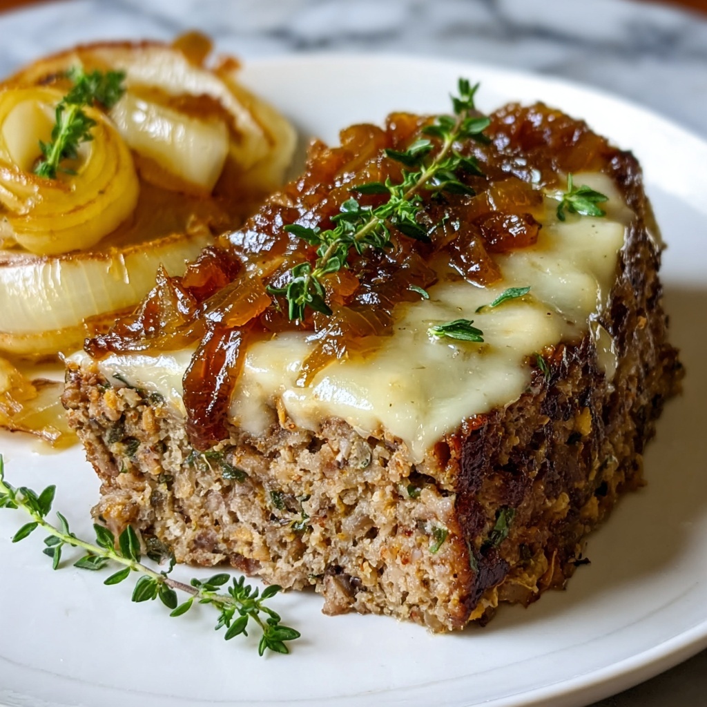 Crockpot French Onion Meatloaf with Melted Swiss Cheese Recipe - Recipe Image