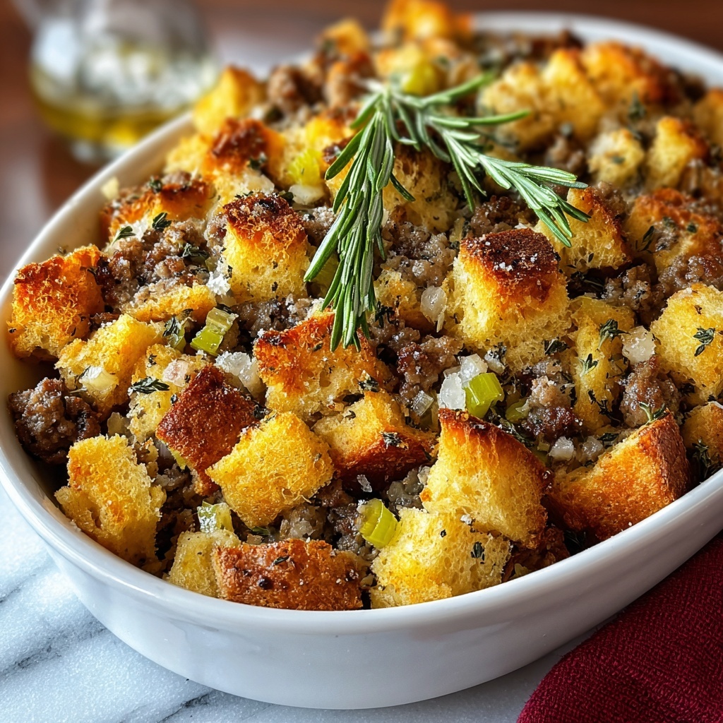 Savory Herb-Roasted Sausage Stuffing Recipe - Recipe Image