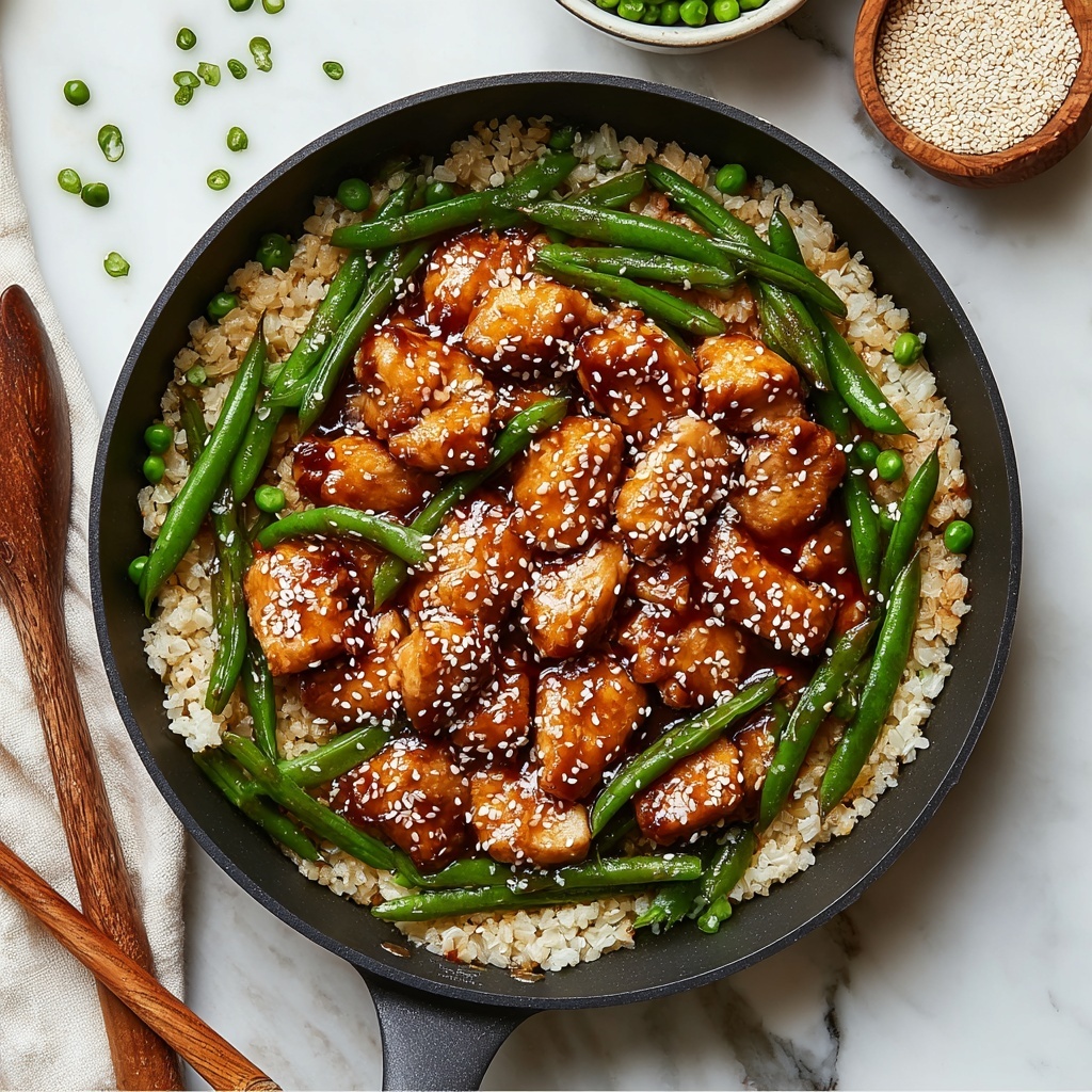 Sesame Chicken with Green Beans and Rice Recipe - Recipe Image