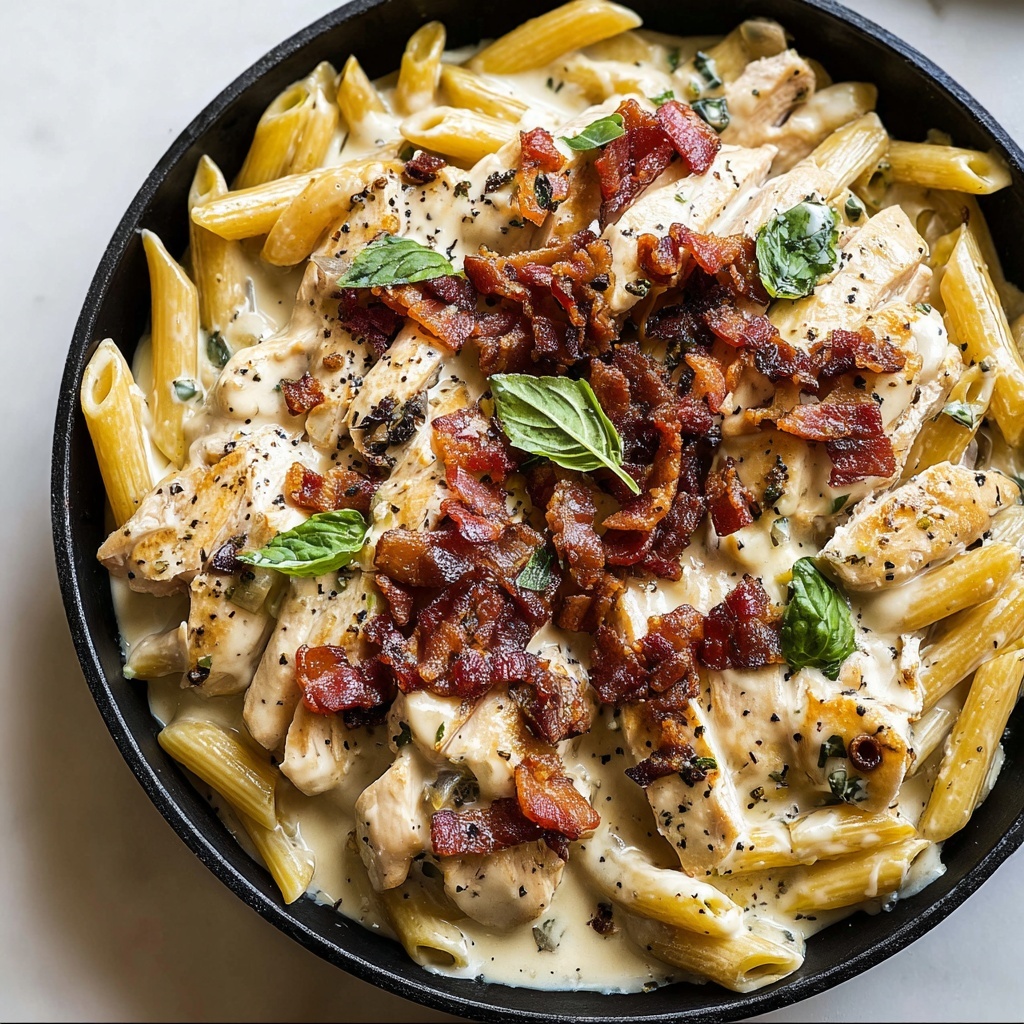 Healthy Chicken Bacon Ranch Pasta on a Skillet Recipe - Recipe Image