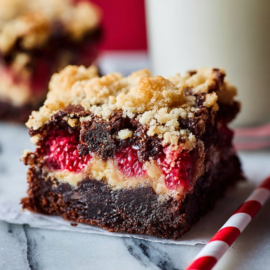 Raspberry Almond Crumb Brownies Recipe - Recipe Image