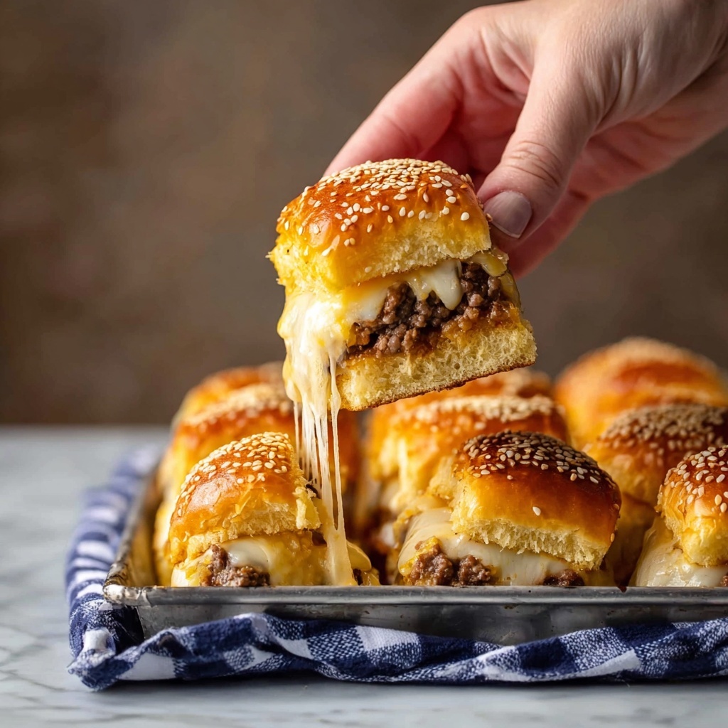 Cheeseburger Sliders with Caramelized Onions and Sesame Seeds Recipe - Recipe Image