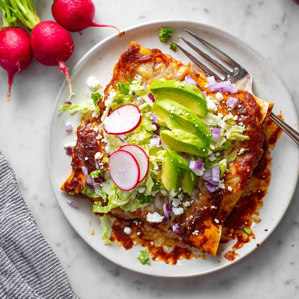 Chicken Enchiladas with Guajillo and Ancho Chiles, Cocoa, and Fresh Toppings Recipe - Recipe Image
