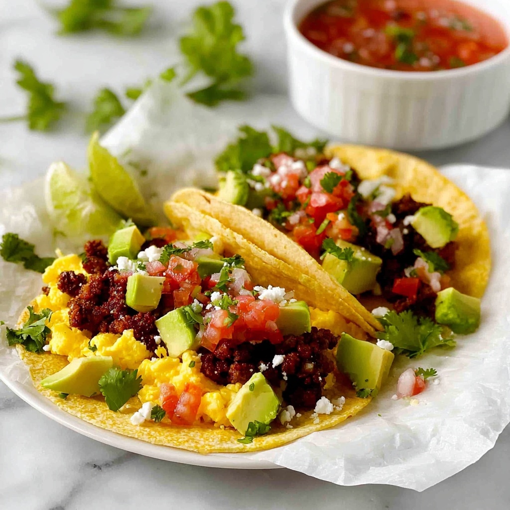 Mexican Breakfast Tacos with Chorizo and Egg Recipe - Recipe Image