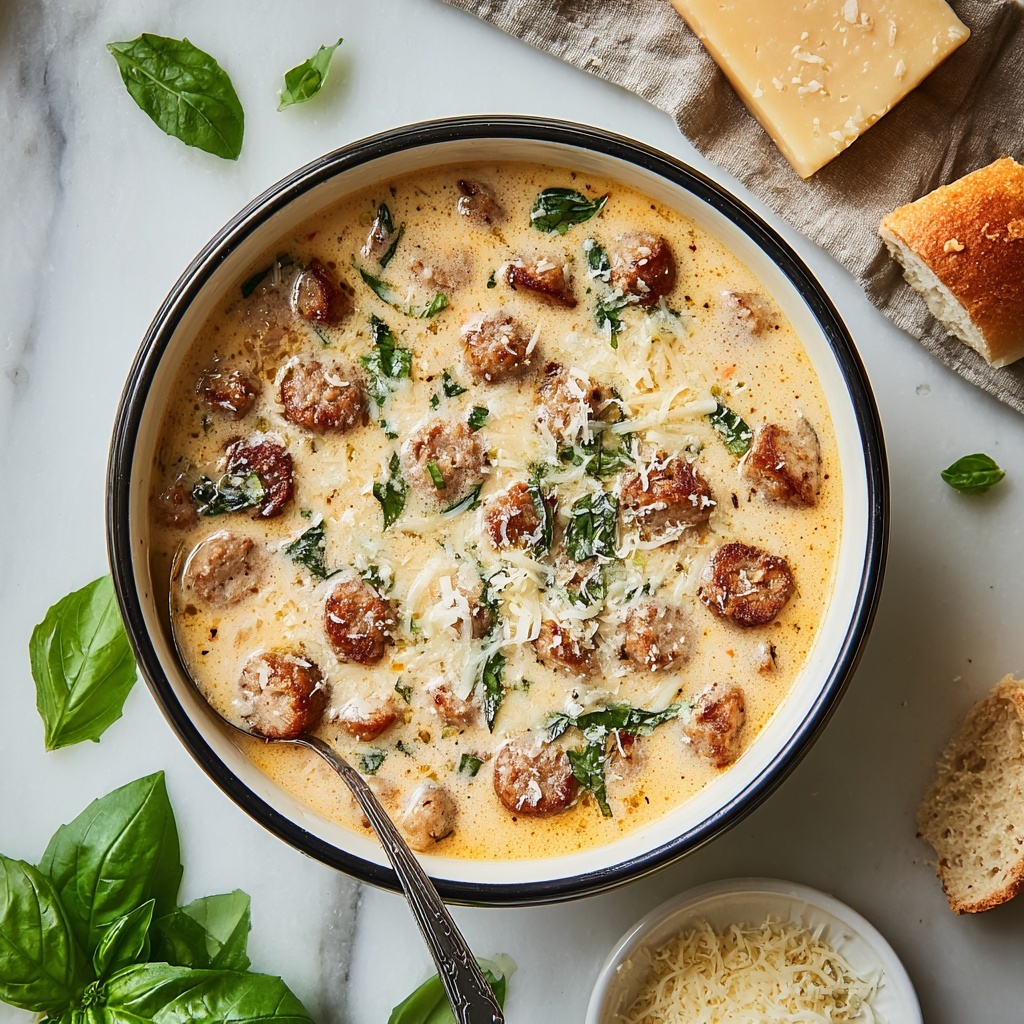 Creamy Parmesan Italian Sausage Soup Recipe - Recipe Image