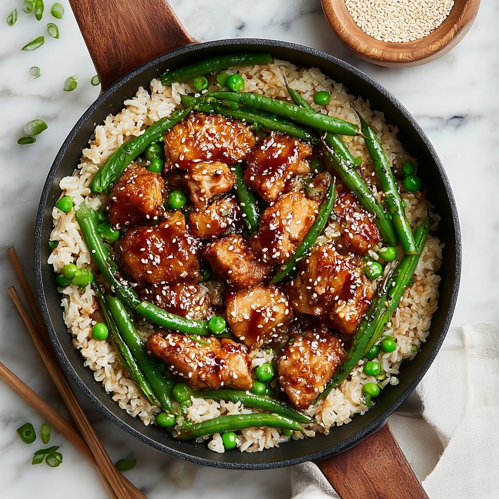 Sesame Chicken with Green Beans and Rice Recipe - Recipe Image