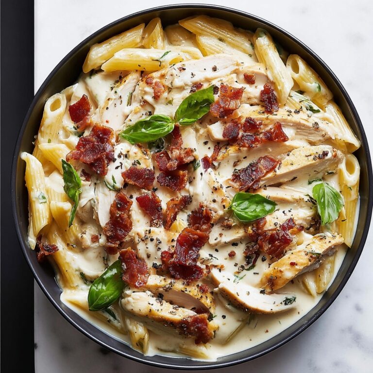 Healthy Chicken Bacon Ranch Pasta on a Skillet Recipe