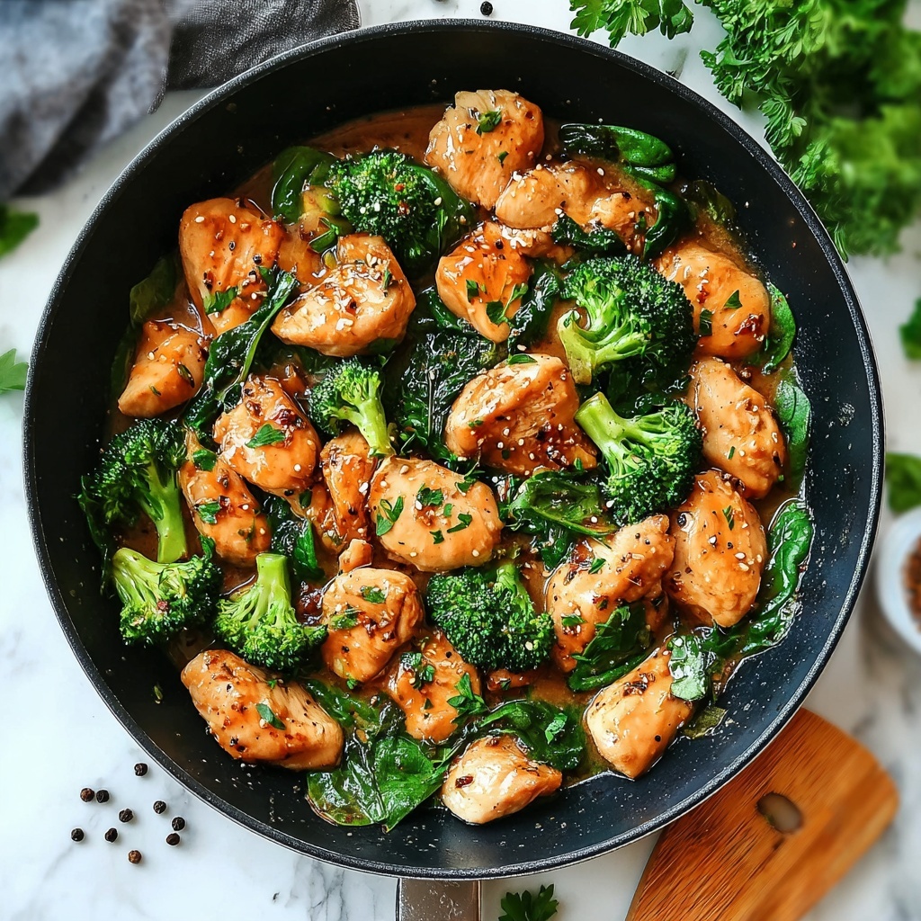 Garlic Chicken with Broccoli and Spinach Recipe - Recipe Image
