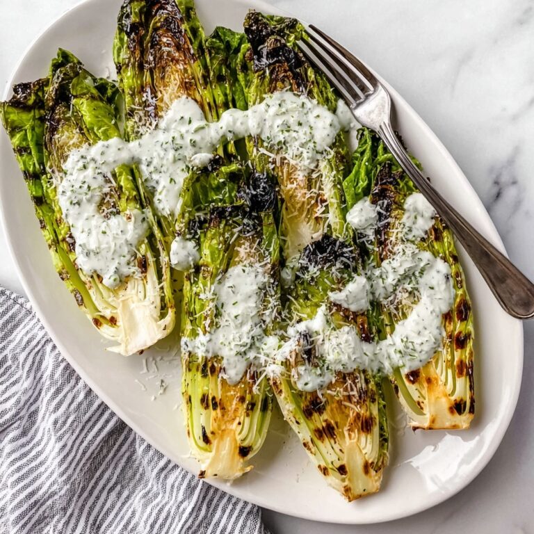Grilled Romaine Hearts with Parmesan Mint Yogurt Dressing Recipe