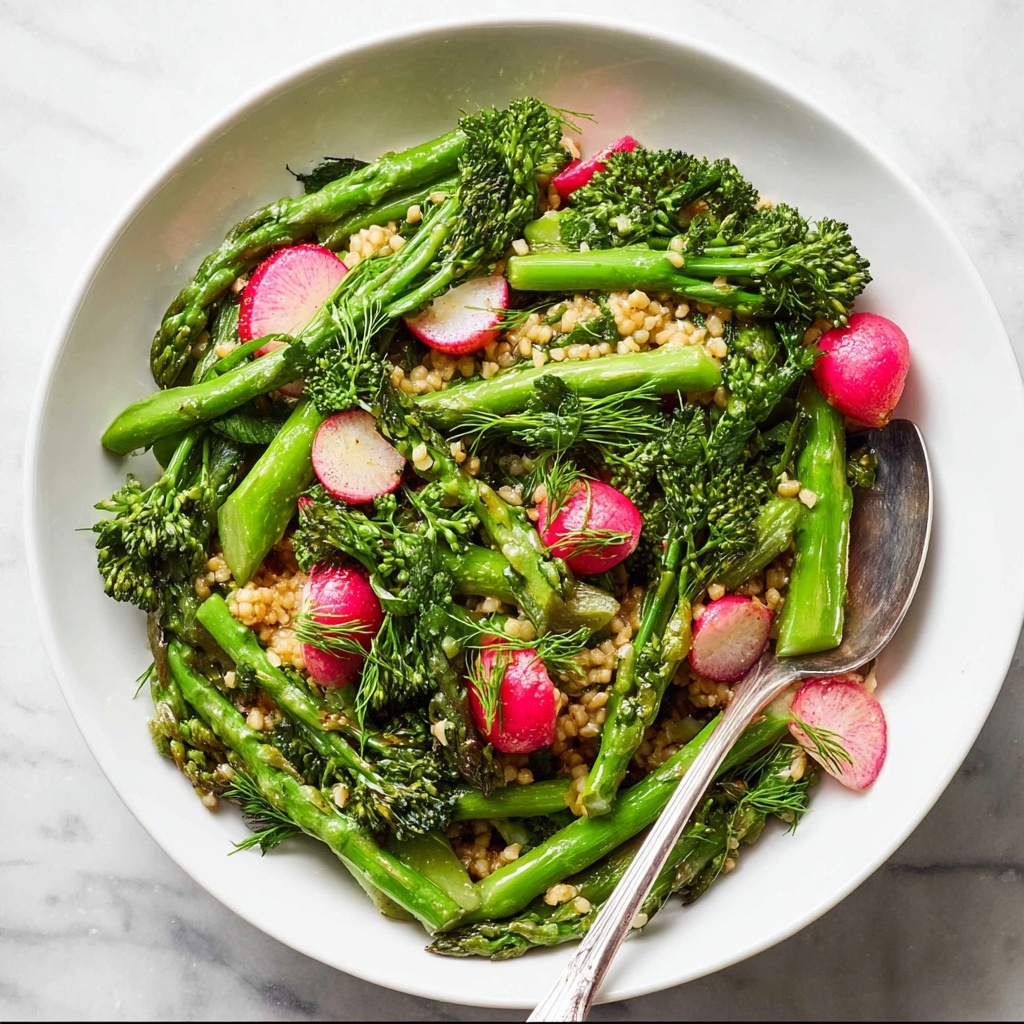 Spring Farro Salad with Roasted Asparagus, Broccolini, and Radishes Recipe - Recipe Image