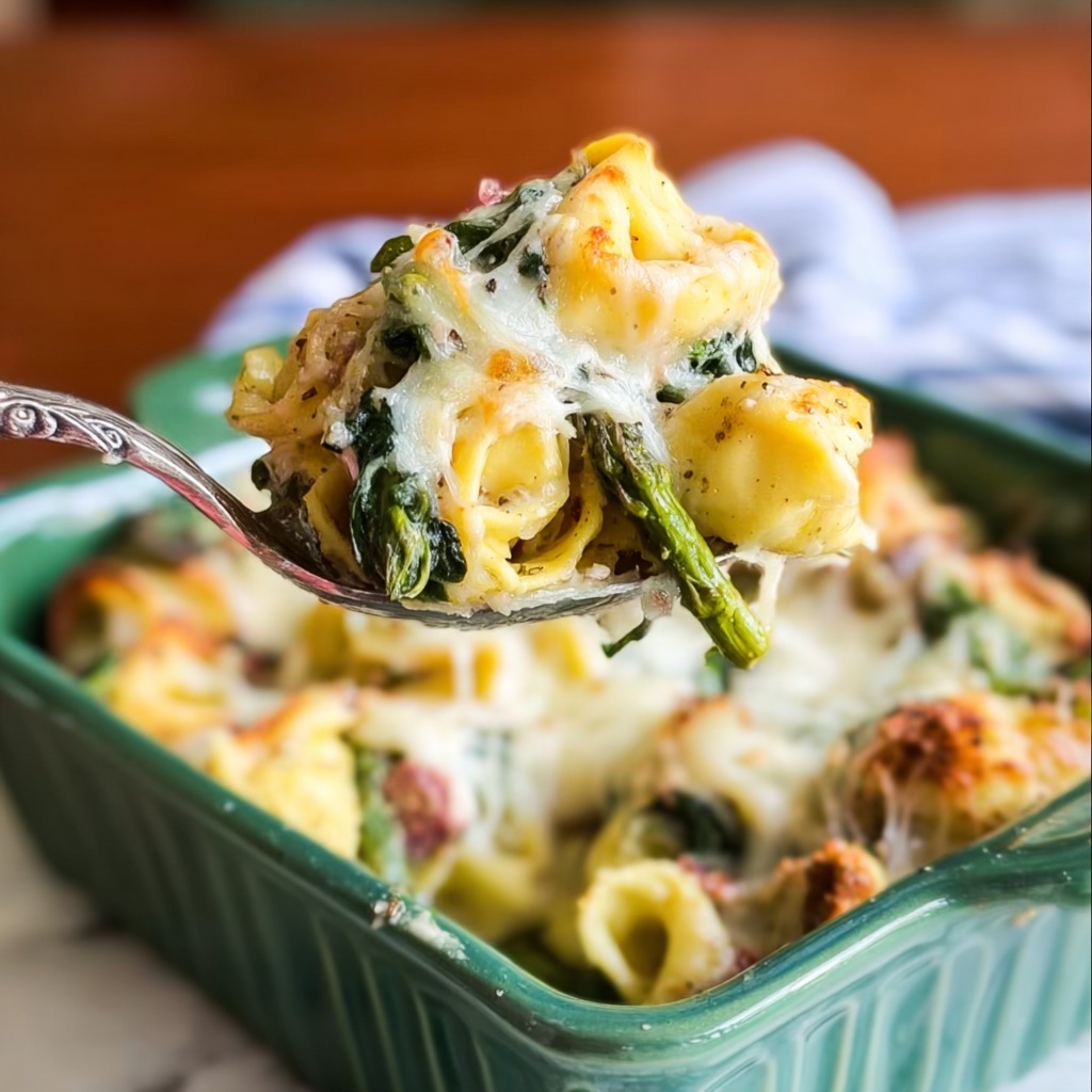 Easy Cheesy Asparagus Tortellini Bake Recipe - Recipe Image
