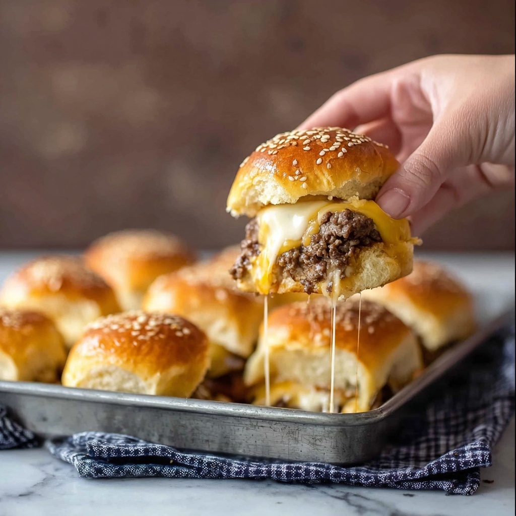 Cheeseburger Sliders with Caramelized Onions and Sesame Seeds Recipe - Recipe Image