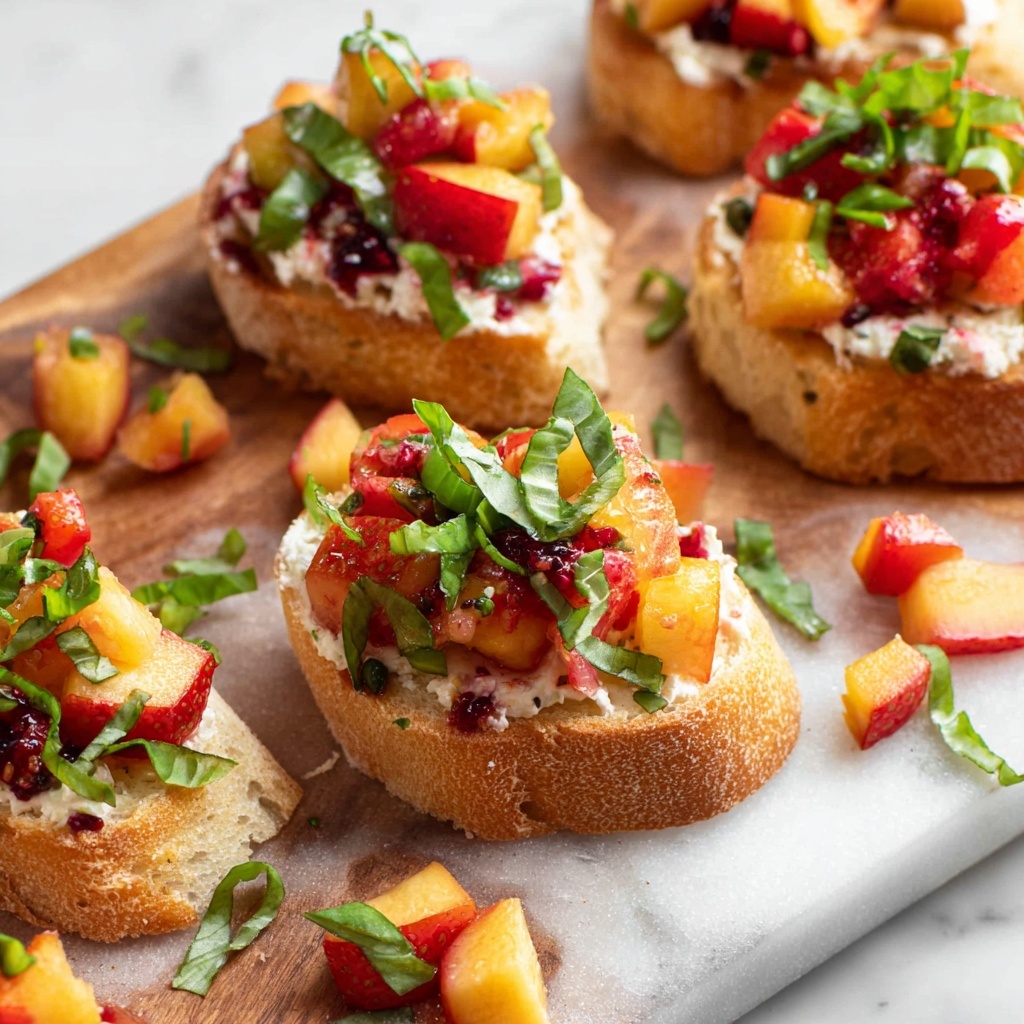 Peach and Strawberry Fruit Bruschetta Recipe - Recipe Image