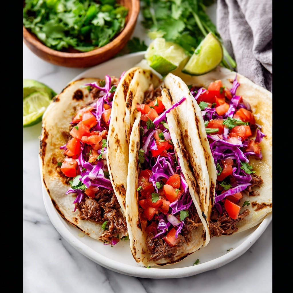 Barbacoa Tacos with Red Cabbage, Pico de Gallo, and Lime Recipe - Recipe Image