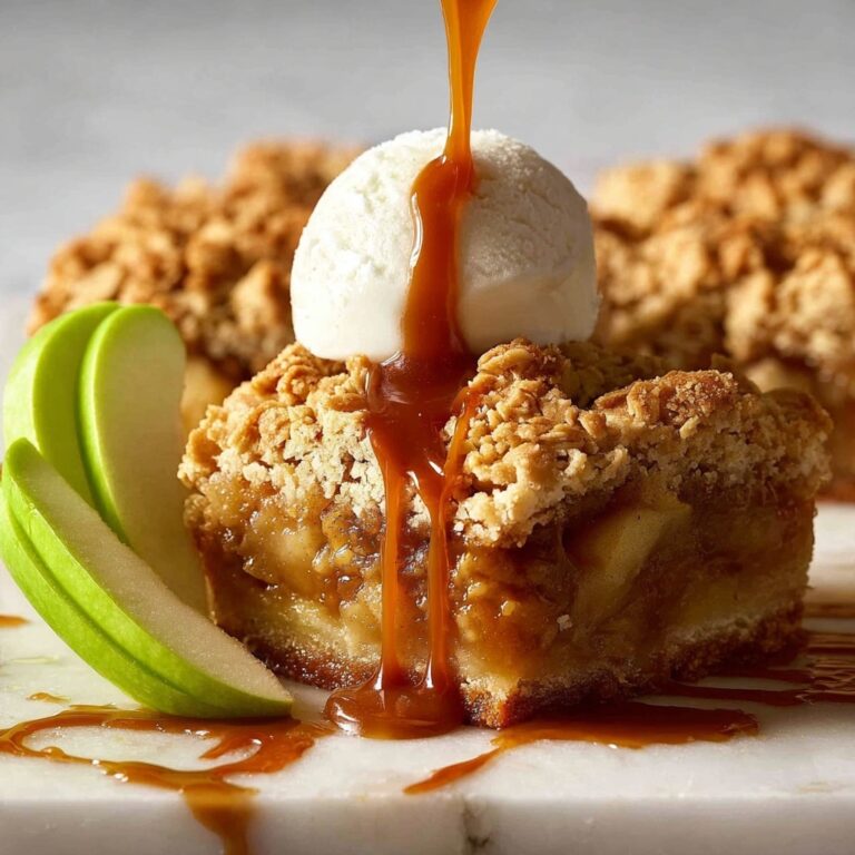 Apple Crumble Bars with Cinnamon-Spiced Apple Filling and Salted Caramel Sauce Recipe