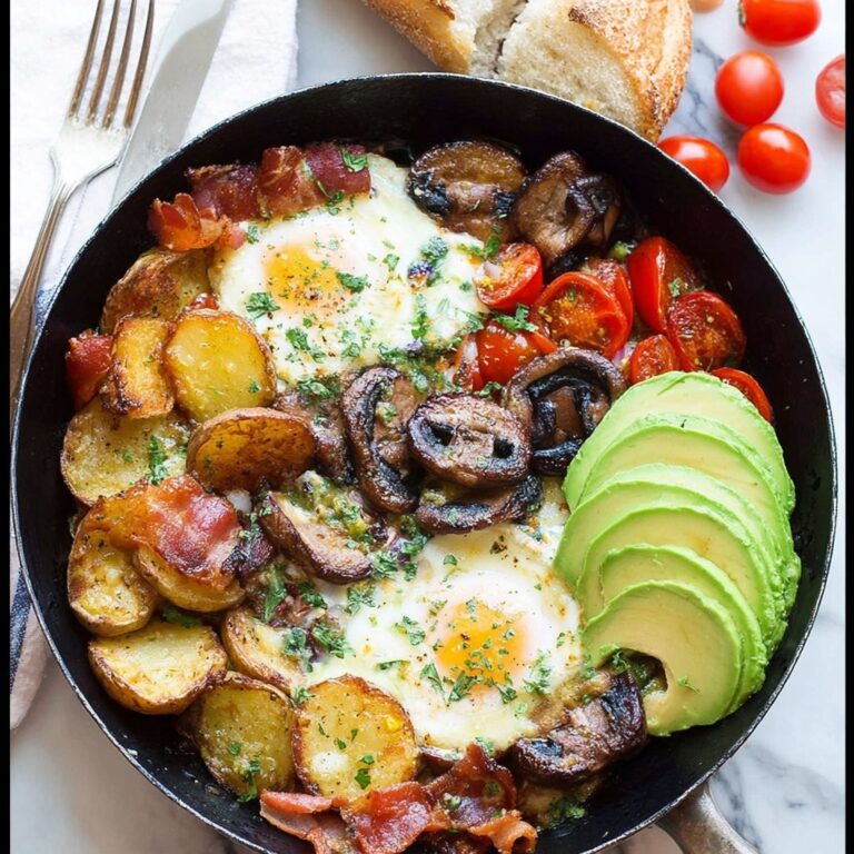 Chorizo Breakfast Hash with Crispy Smashed Potatoes and Eggs Recipe