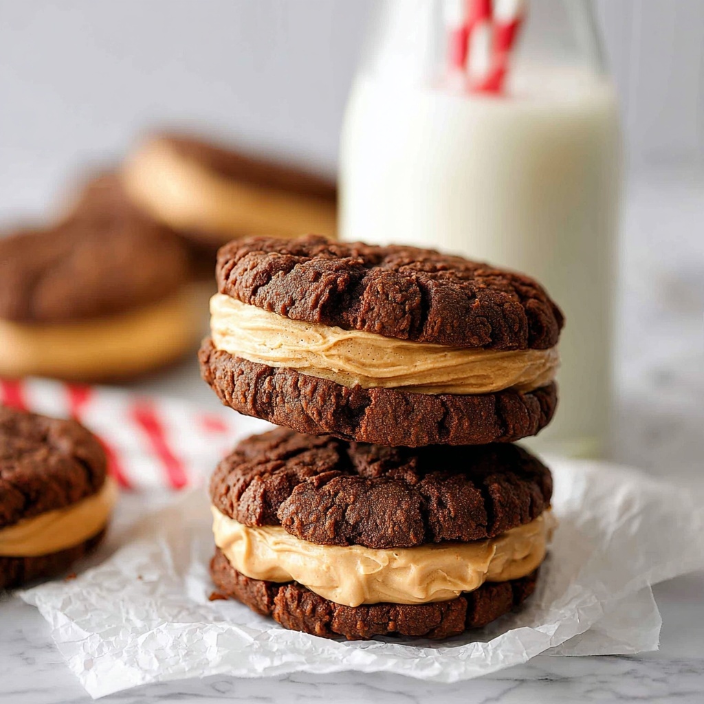 Brownie Cookie Sandwich with Peanut Butter Frosting Recipe - Recipe Image